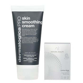 Dermalogica Dermalogica Skin Smoothing Cream PRO (Salon Size) 177ml X Natural Beauty r-PGA Deep Hydration Moisturizing Cushion Mask (Exp Date: 13/04/2026) 6x 20ml
