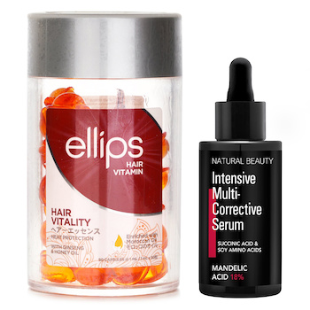 Ellips Ellips Hair Vitamin Oil - Hair Vitality 50capsules x1ml X Natural Beauty Intensive Multi-Corrective Serum - Mandelic Acid 18% (Exp.09 Apr 2026) 35ml