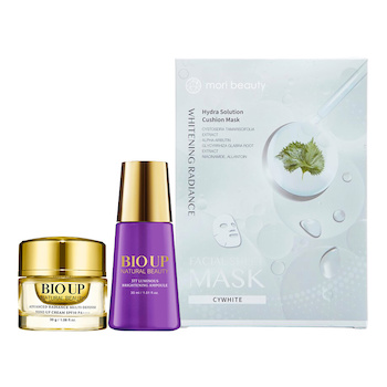 Natural Beauty 60-Day Brightening & Repair Set:Hydra Solution Cushion Mask (Whitening Radiance)+Advanced Radiance Multi-Defense Tone Up Cream SPF50+377 Luminous Brightening Ampoule