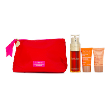 Clarins Double Serum & Extra-Firming Collection: Double Serum 50ml + Day Cream 15ml + Night Cream 15ml + Bag(Unboxed)